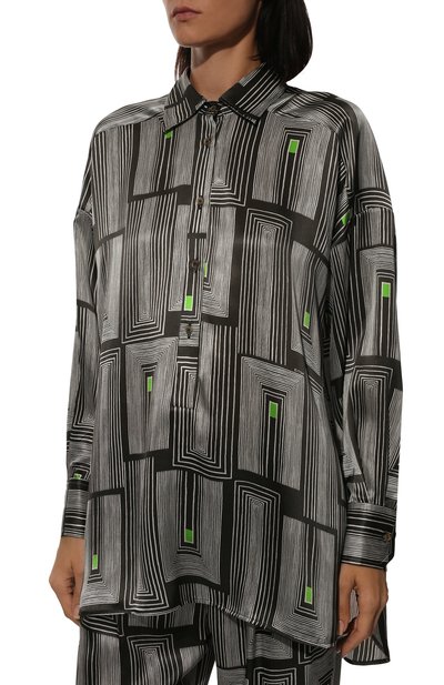 Шелковая рубашка KITON черно-белого цвета по цене 111000 руб., арт. D51427K0982A, фото 3 Шелковая рубашка KITON, арт. D51427K0982A, фото 3