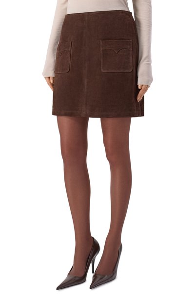 Замшевая юбка ZADIG AND VOLTAIRE темно-коричневого цвета по цене 63600 руб., арт. RWSK01066, фото 3 Замшевая юбка ZADIG AND VOLTAIRE, арт. RWSK01066, фото 3