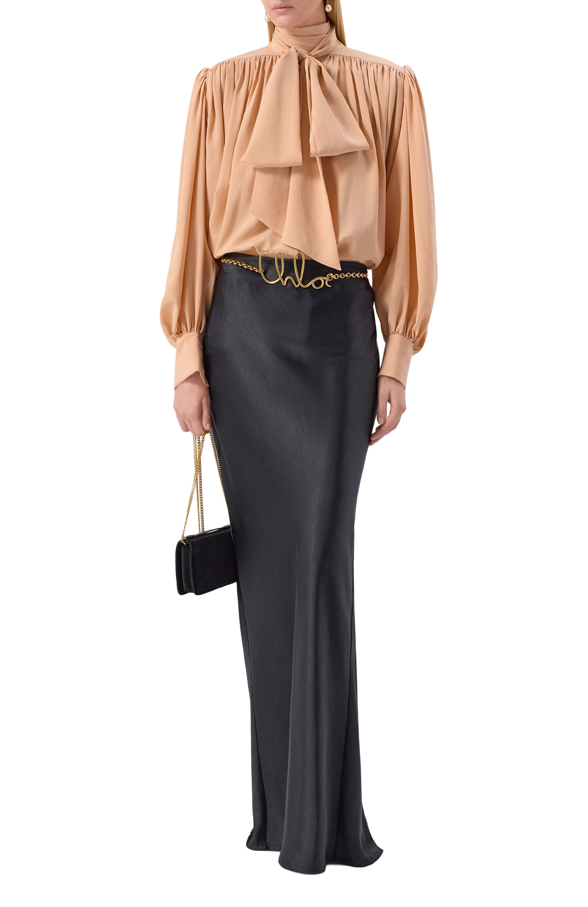 Шелковая блузка CHLOÉ бежевого цвета по цене 299500 руб., арт. CH25WHT05005, фото 2 Шелковая блузка CHLOÉ, арт. CH25WHT05005, фото 2