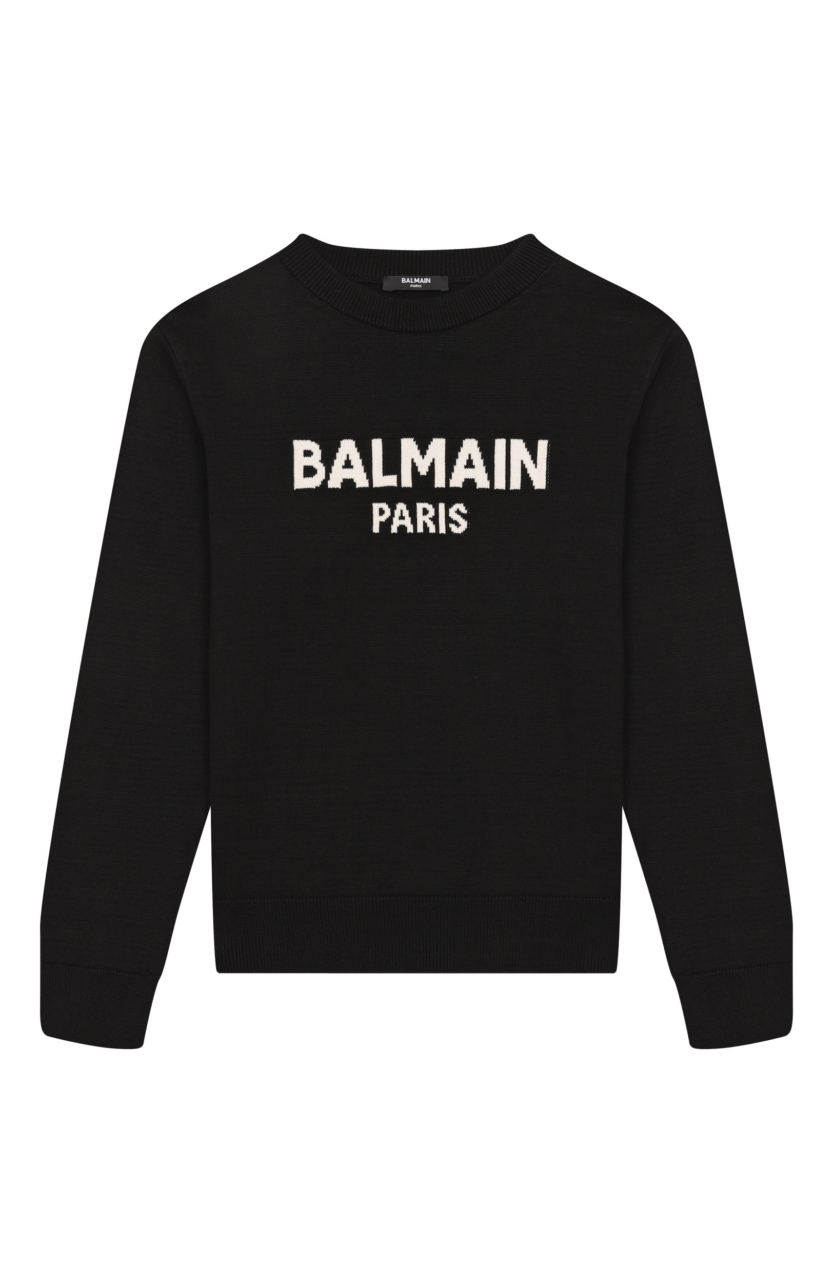 Хлопковый пуловер BALMAIN черного цвета по цене 34450 руб., арт. BY9P60, фото 1 Хлопковый пуловер BALMAIN, арт. BY9P60, фото 1