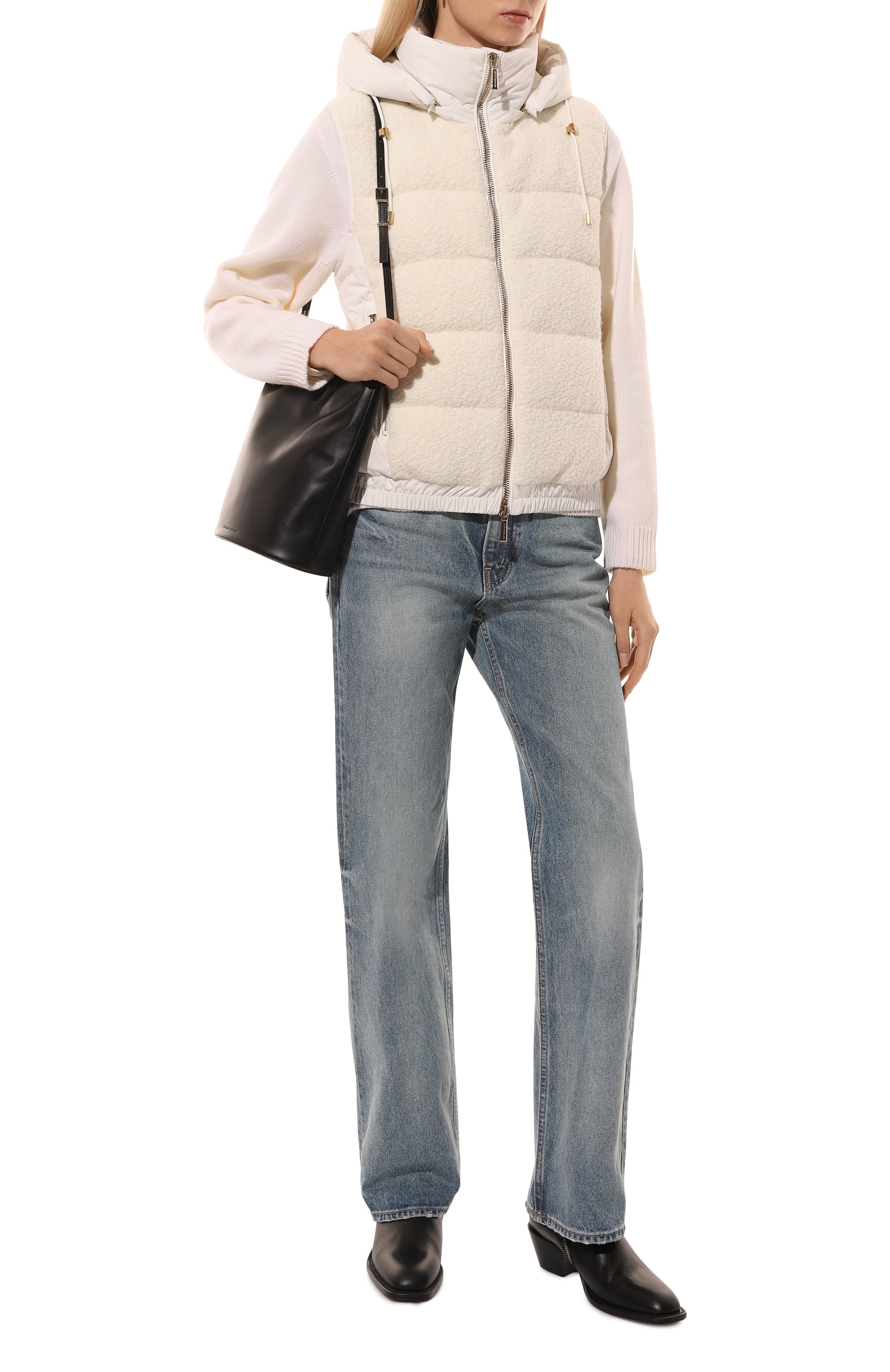 Пуховый жилет MOORER молочного цвета по цене 156000 руб., арт. RA0L-DY_SET, фото 2 Пуховый жилет MOORER, арт. RA0L-DY_SET, фото 2