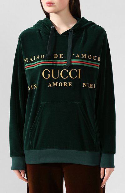 Хлопковое худи GUCCI зеленого цвета по цене 89950 руб., арт. 595773/XJBT1, фото 3 Хлопковое худи GUCCI, арт. 595773/XJBT1, фото 3