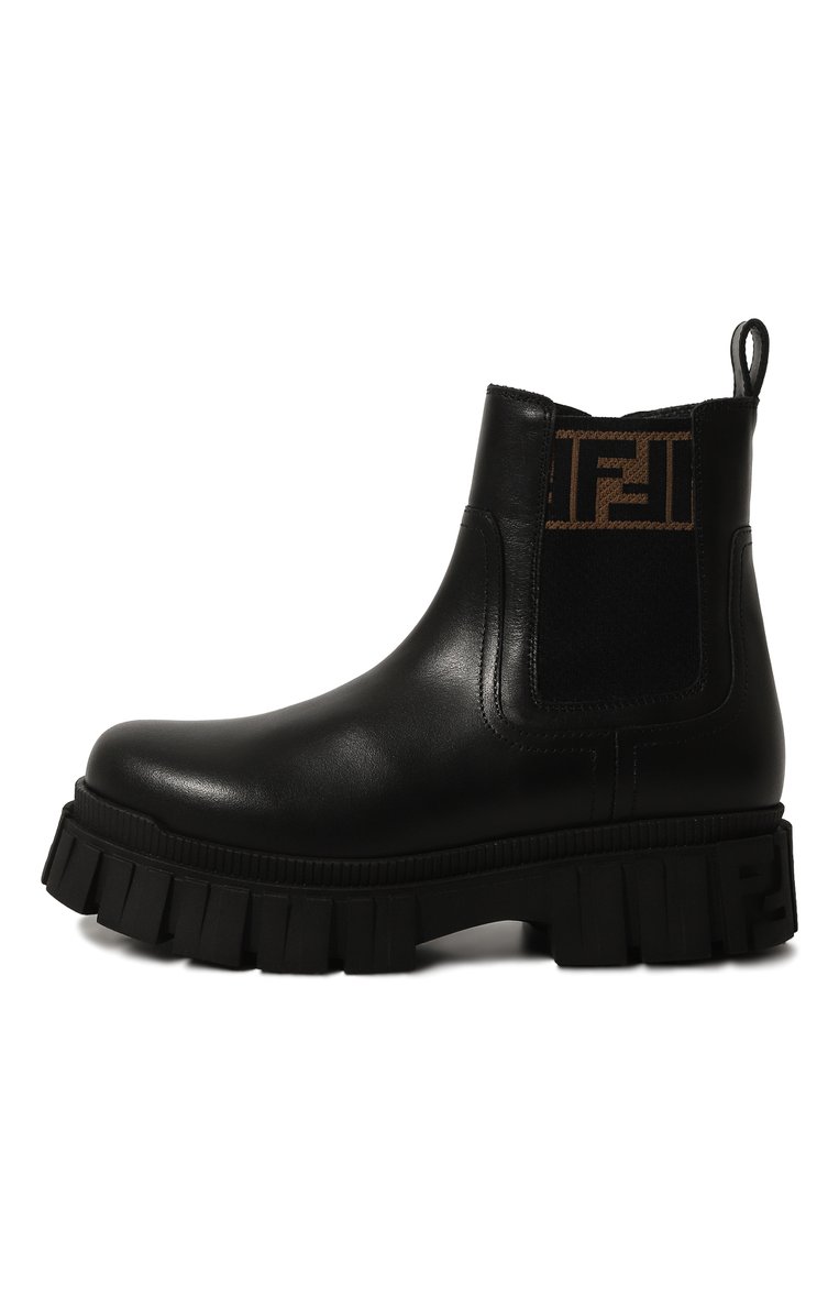 Детские кожаные челси FENDI черного цвета, арт. JMR459/A379/32-39 | Фото 2 (Материал внутренний: Натуральная кожа; Нос: Не проставлено; Кросс-КТ: челси; Материал внешний: Натуральная кожа)