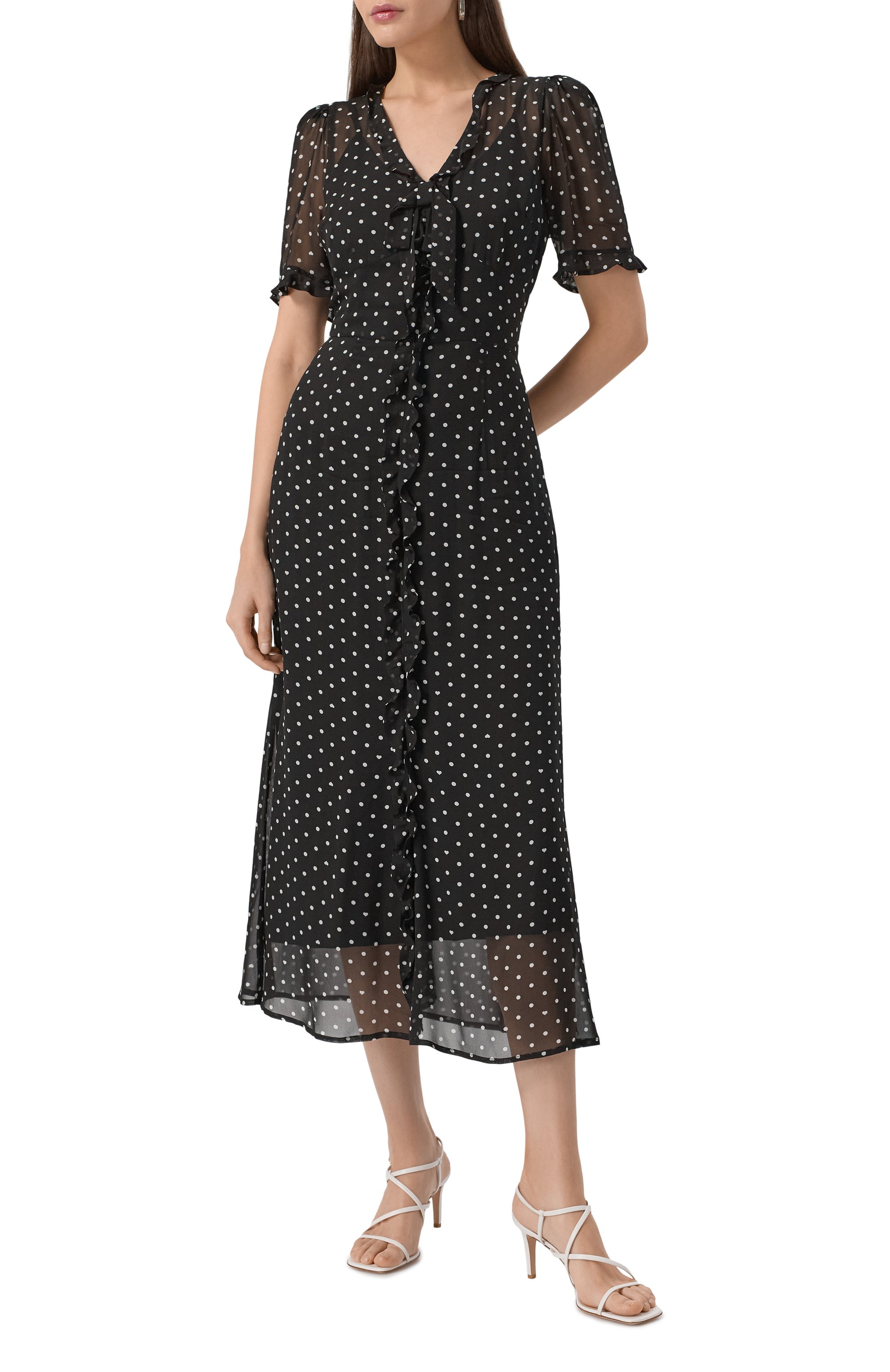 Платье из вискозы ELLYME черно-белого цвета по цене 38900 руб., арт. 00285, фото 2 Платье из вискозы ELLYME, арт. 00285, фото 2