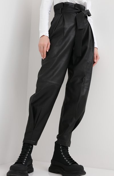 Кожаные брюки REDVALENTINO черного цвета по цене 77750 руб., арт. UR3NF00G/5BW, фото 3 Кожаные брюки REDVALENTINO, арт. UR3NF00G/5BW, фото 3