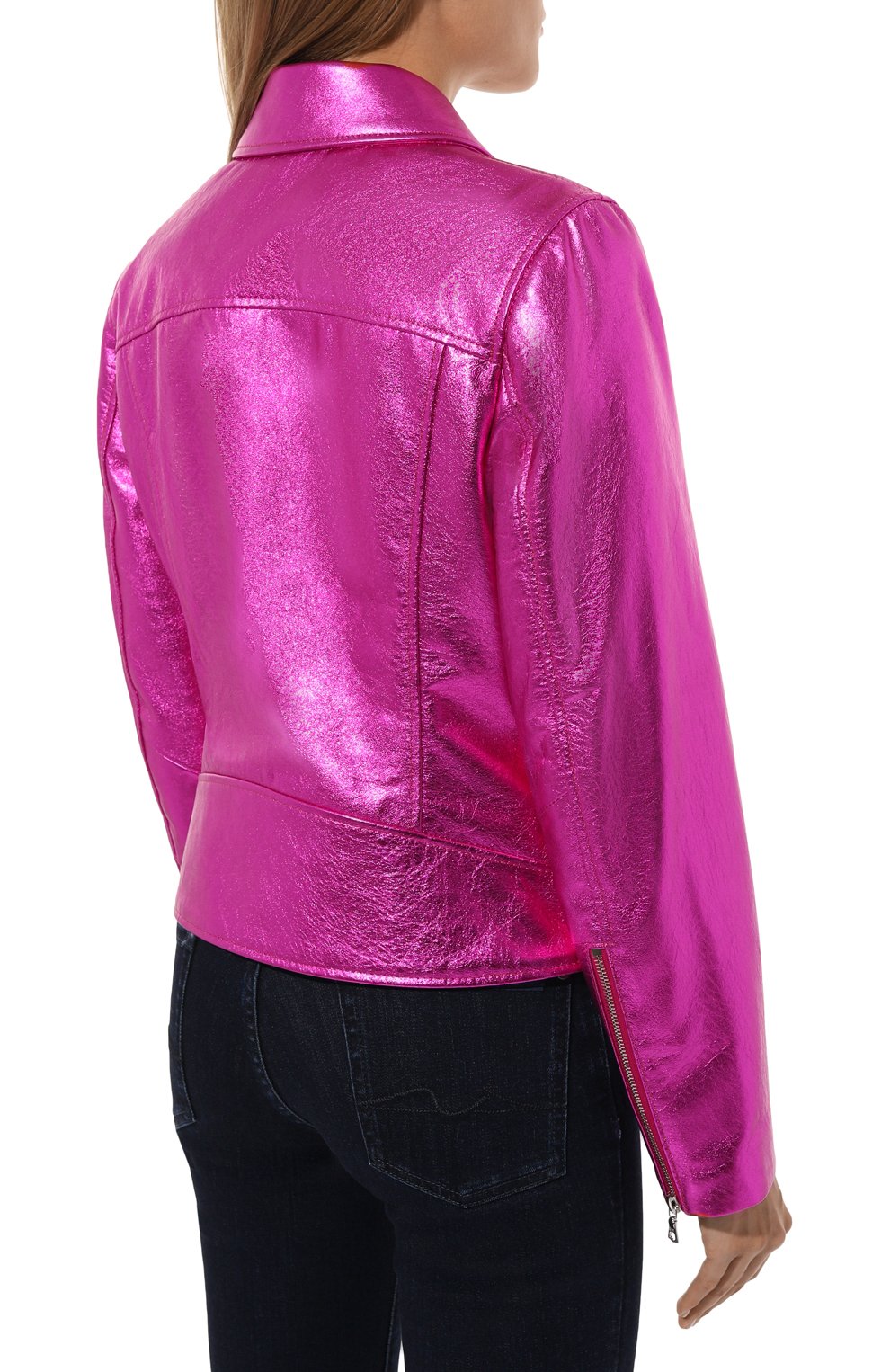 Кожаная куртка MASLOV фуксия цвета по цене 116600 руб., арт. K05, фото 4 Кожаная куртка MASLOV, арт. K05, фото 4