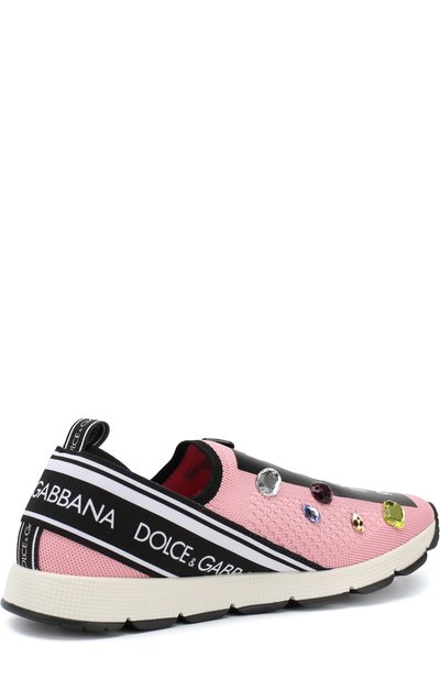 Текстильные кроссовки без шнуровки с декором DOLCE & GABBANA, арт. D10723/AZ216/29-36, фото 3