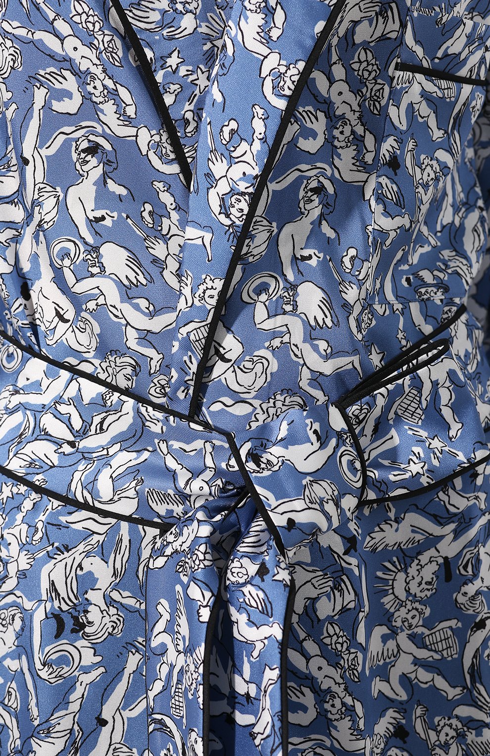 Блузка с поясом VICTORIA, VICTORIA BECKHAM синего цвета по цене 28850 руб., арт. SHVV 159 SS19 PRINTED P0LY TWILL, фото 5 Блузка с поясом VICTORIA, VICTORIA BECKHAM, арт. SHVV 159 SS19 PRINTED P0LY TWILL, фото 5