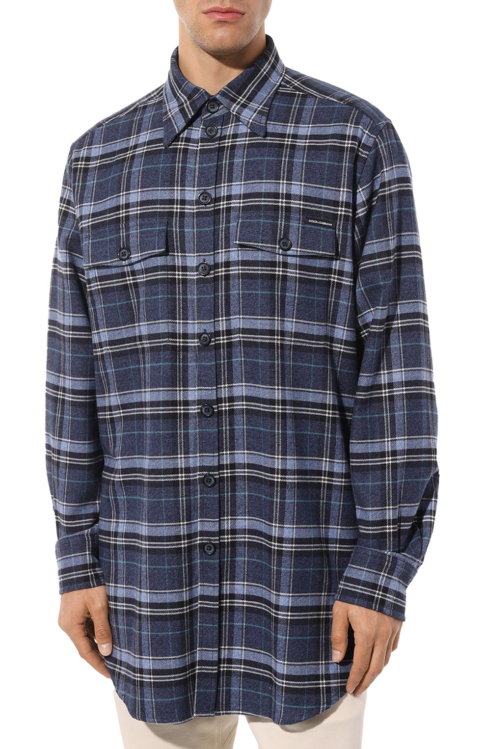 Хлопковая рубашка DOLCE & GABBANA синего цвета по цене 94450 руб., арт. G5IY9T/FQ6CX, фото 3 Хлопковая рубашка DOLCE & GABBANA, арт. G5IY9T/FQ6CX, фото 3