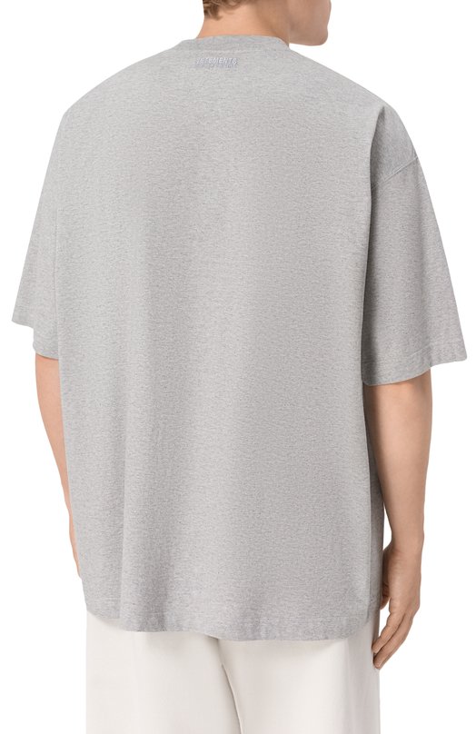 Хлопковая футболка VETEMENTS UH76TR800G Серый  UH76TR800G Фото 4