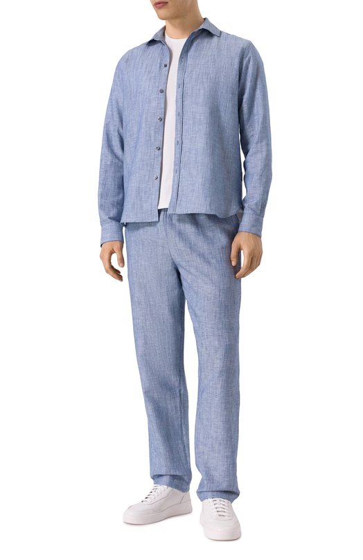 Брюки изо льна и хлопка Zimmerli 27000 Голубой  27000 Фото 2