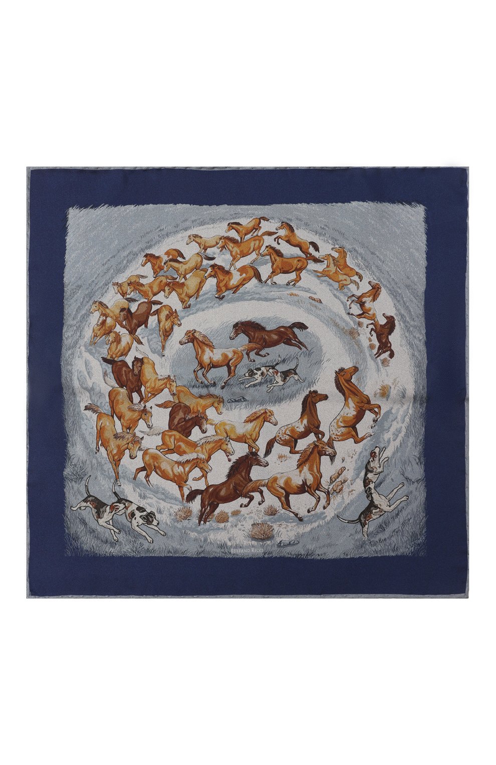 Шелковый платок STEFANO RICCI темно-синего цвета по цене 24800 руб., арт. FZSR17/13710, фото 3 Шелковый платок STEFANO RICCI, арт. FZSR17/13710, фото 3