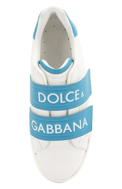 Кожаные кеды с застежками велькро DOLCE & GABBANA белого цвета по цене 35200 руб., арт. DA0688/AZ634/37-39, фото 4 Кожаные кеды с застежками велькро DOLCE & GABBANA, арт. DA0688/AZ634/37-39, фото 4