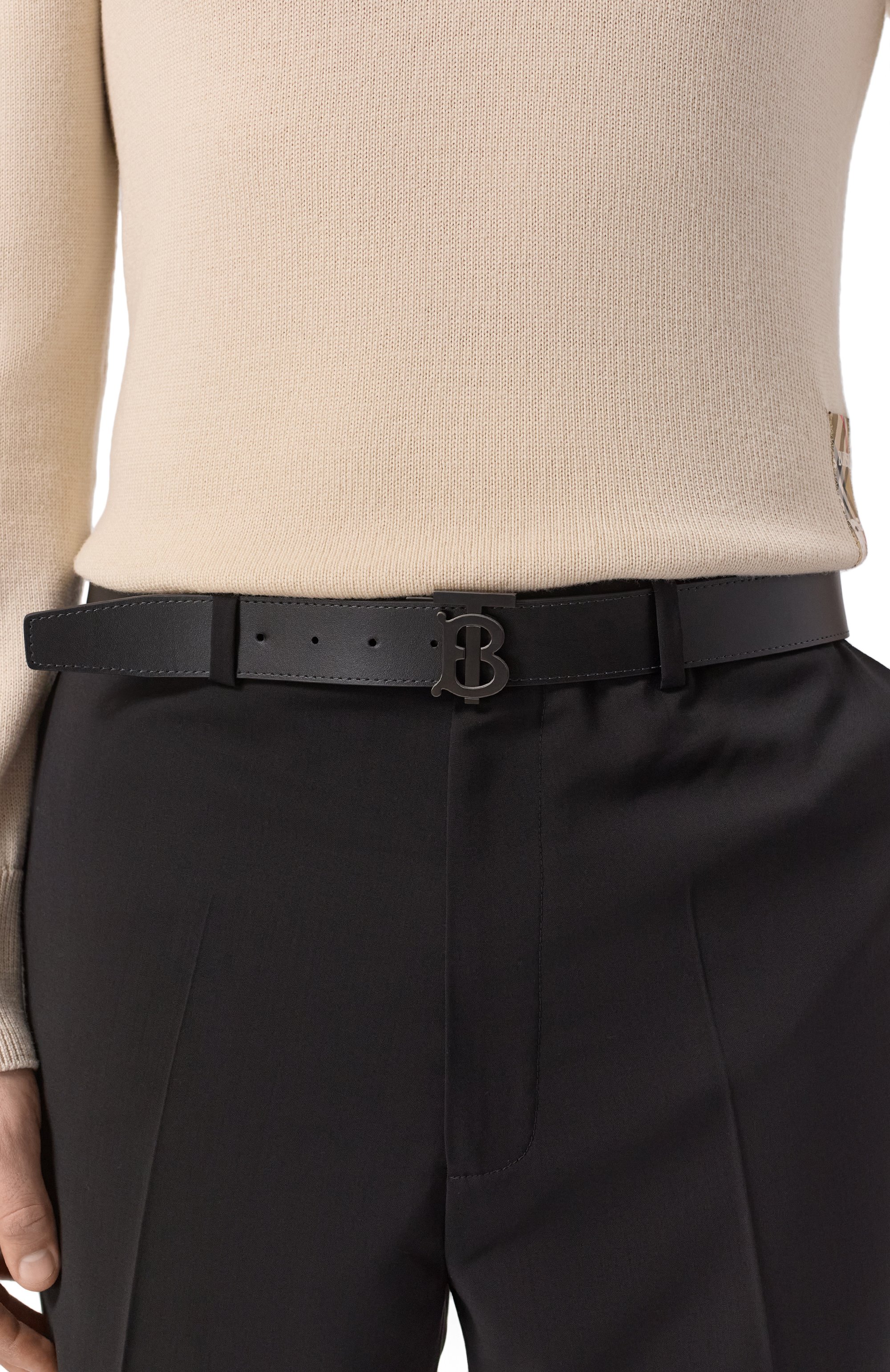 Двусторонний ремень BURBERRY темно-серого цвета по цене 66550 руб., арт. 8065339, фото 3 Двусторонний ремень BURBERRY, арт. 8065339, фото 3