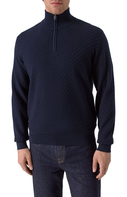 Джемпер из хлопка и шелка Brioni UMS70L-PAK22 Синий  UMS70L-PAK22 Фото 3