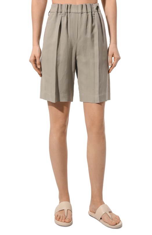 Шорты из вискозы и льна Brunello Cucinelli MH126B1365 Серый  MH126B1365 Фото 3
