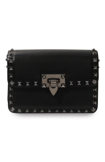 Женская сумка rockstud23 small VALENTINO черного цвета, арт. 3W2B0M42QYV 0NO | Фото 1 (Ремень/цепочка: На ремешке; Материал: Натуральная кожа; Драгоценные камни: Проставлено; Материал сплава: Проставлено; Размер: small)