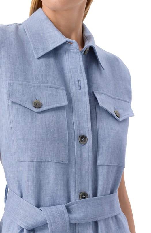 Платье изо льна и вискозы P.A.R.O.S.H. D726129/BLINK Голубой  D726129/BLINK Фото 4