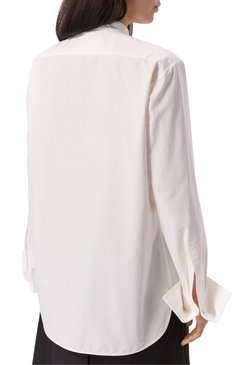 Женская хлопковая рубашка JIL SANDER белого цвета, арт. J01DL0145-J45002 | Фото 4 (Длина (для топов): Удлиненные; Драгоценные камни: Проставлено; Материал сплава: Проставлено; Рукава: Длинные; Женское Кросс-КТ: Рубашка-одежда; Стили: Минимализм; Принт: Без принта; Материал внешний: Хлопок)