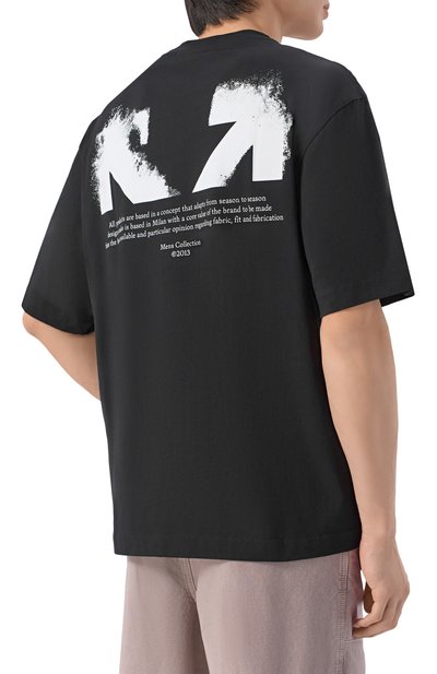 Хлопковая футболка OFF-WHITE черного цвета по цене 31100 руб., арт. 0MAA120S26JER008, фото 4 Хлопковая футболка OFF-WHITE, арт. 0MAA120S26JER008, фото 4