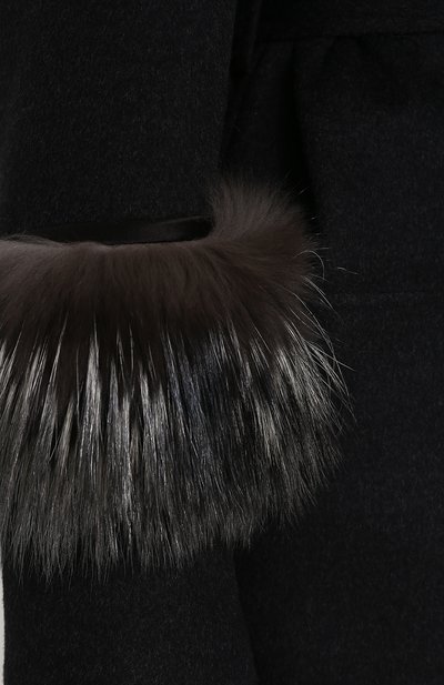 Шерстяное пальто с поясом и меховой отделкой рукавов PRADA, а рт. P601HP-1P7P-F0542, фото 5