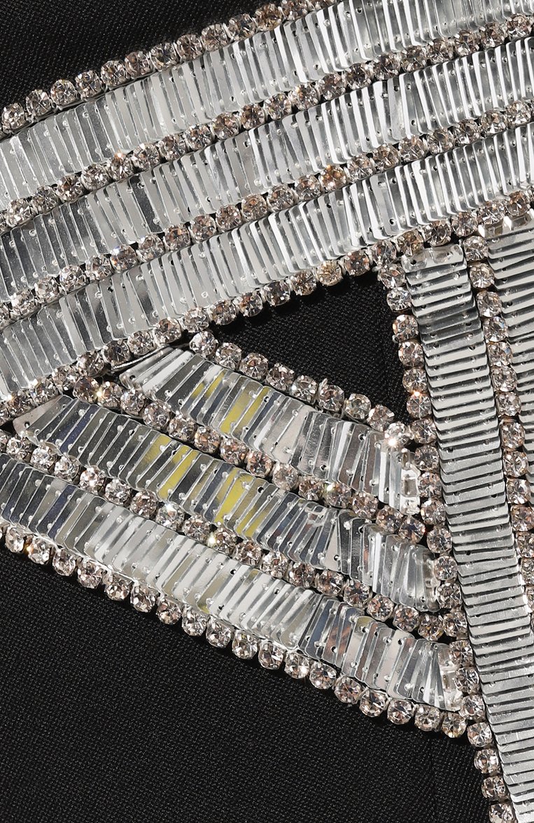 Женская шерстяная юбка с отделкой стразами BALMAIN черного цвета, арт. AF0LC131PB82 | Фото 5 (Длина Ж (юбки, платья, шорты): До колена; Материал подклада: Вискоза; Материал внешний: Шерсть; Стили: Гламурный)
