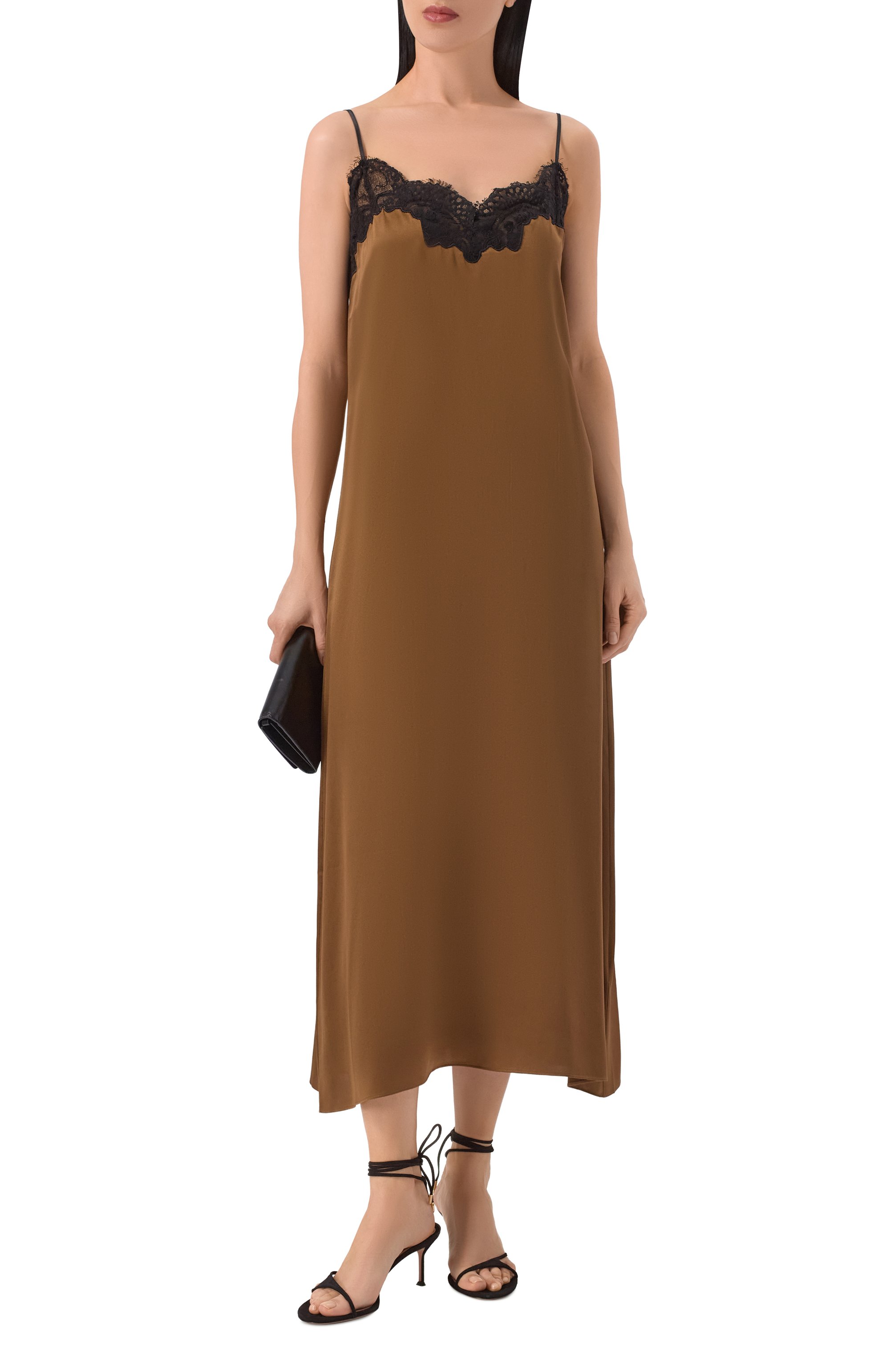 Шелковое платье CO коричневого цвета по цене 75300 руб., арт. 4704CSSC-C0RE, фото 2 Шелковое платье CO, арт. 4704CSSC-C0RE, фото 2