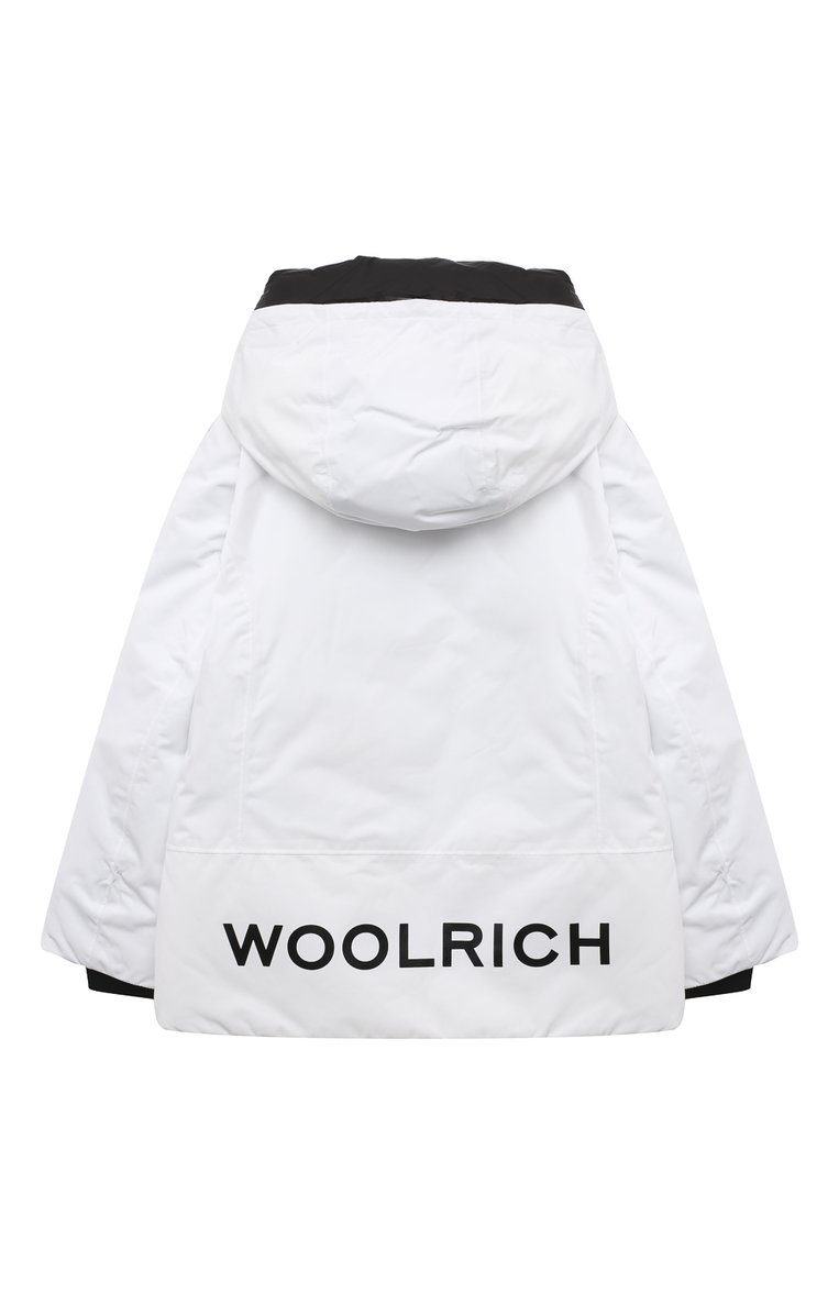 Детского утепленная куртка WOOLRICH белого цвета, арт. CFWK0U0346MRUT1971 | Фото 2 (Рукава: Длинные; Материал подклада: Синтетический материал; Материал внешний: Синтетический материал; Материал сплава: Проставлено; Драгоценные камни: Проставлено)