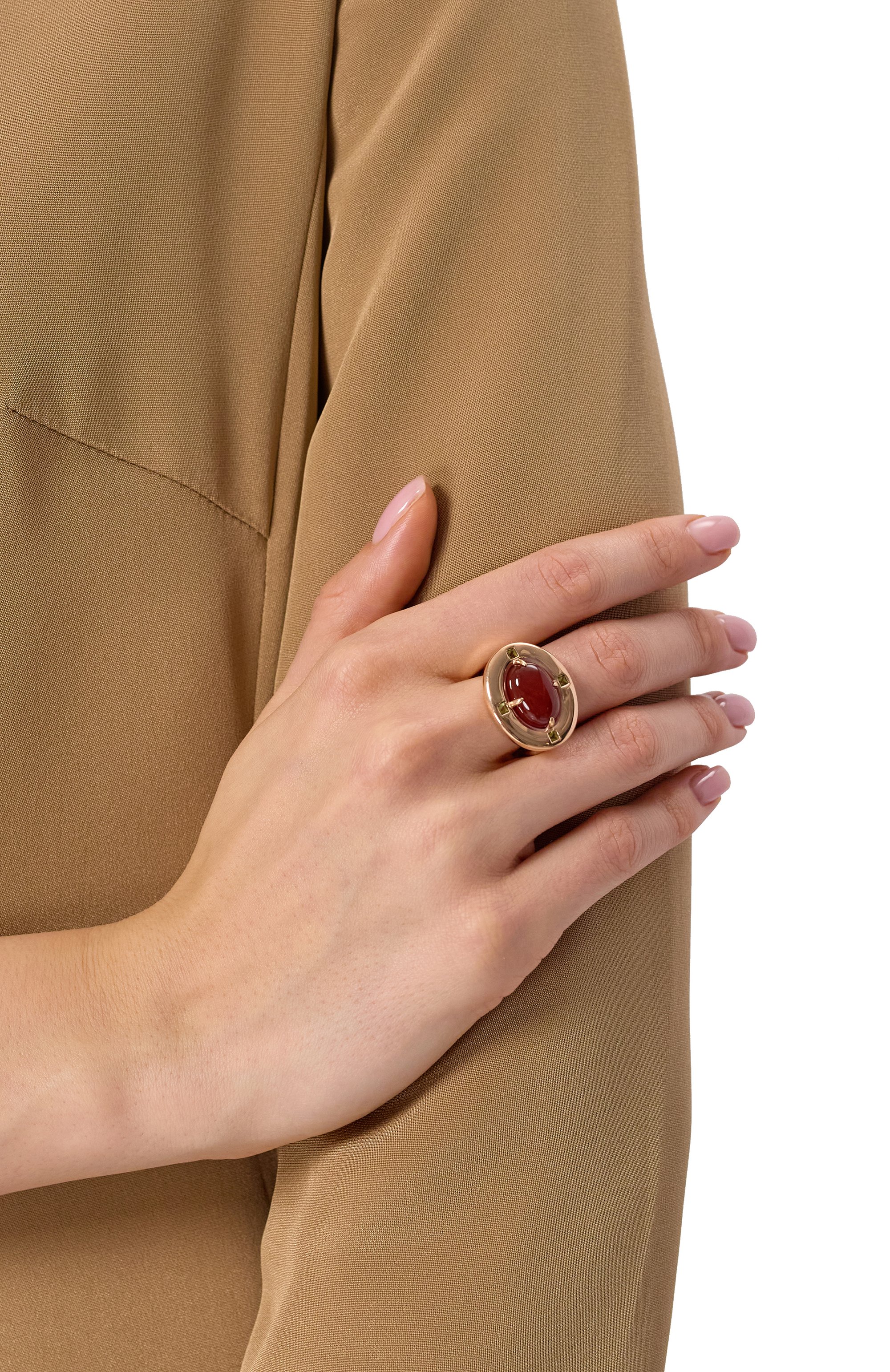 Кольцо ai с сердоликом и хризолитами MOONKA, арт. ai-bg-r-sr, фото 2