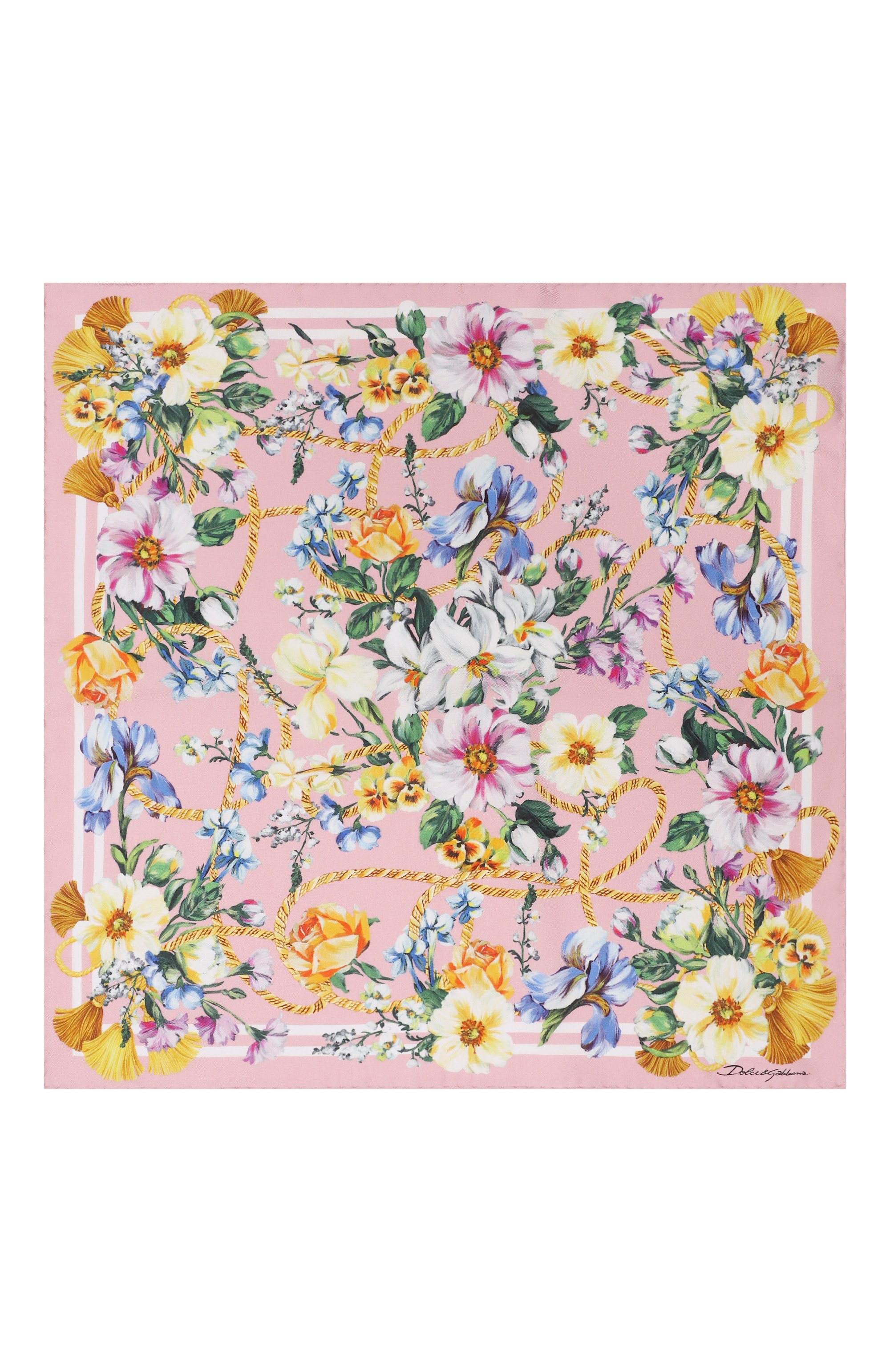 Шелковый платок DOLCE & GABBANA розового цвета по цене 34350 руб., арт. FN093R/GDCUQ, фото 4 Шелковый платок DOLCE & GABBANA, арт. FN093R/GDCUQ, фото 4