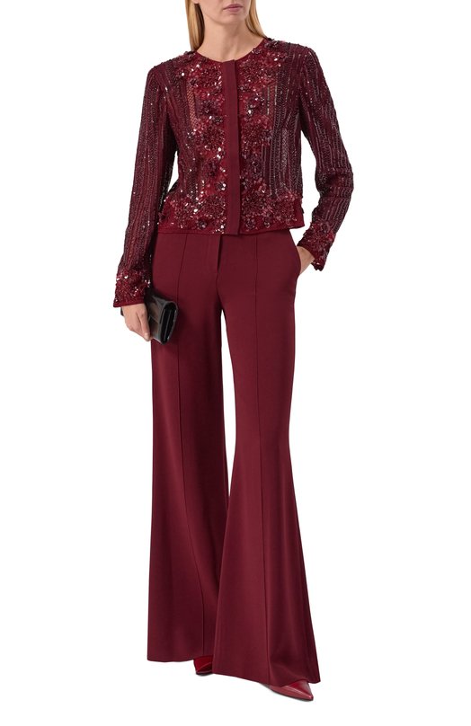 Жакет с отделкой бисером и пайетками Elie Saab J0173NF25/BE044 Бордовый  J0173NF25/BE044 Фото 2
