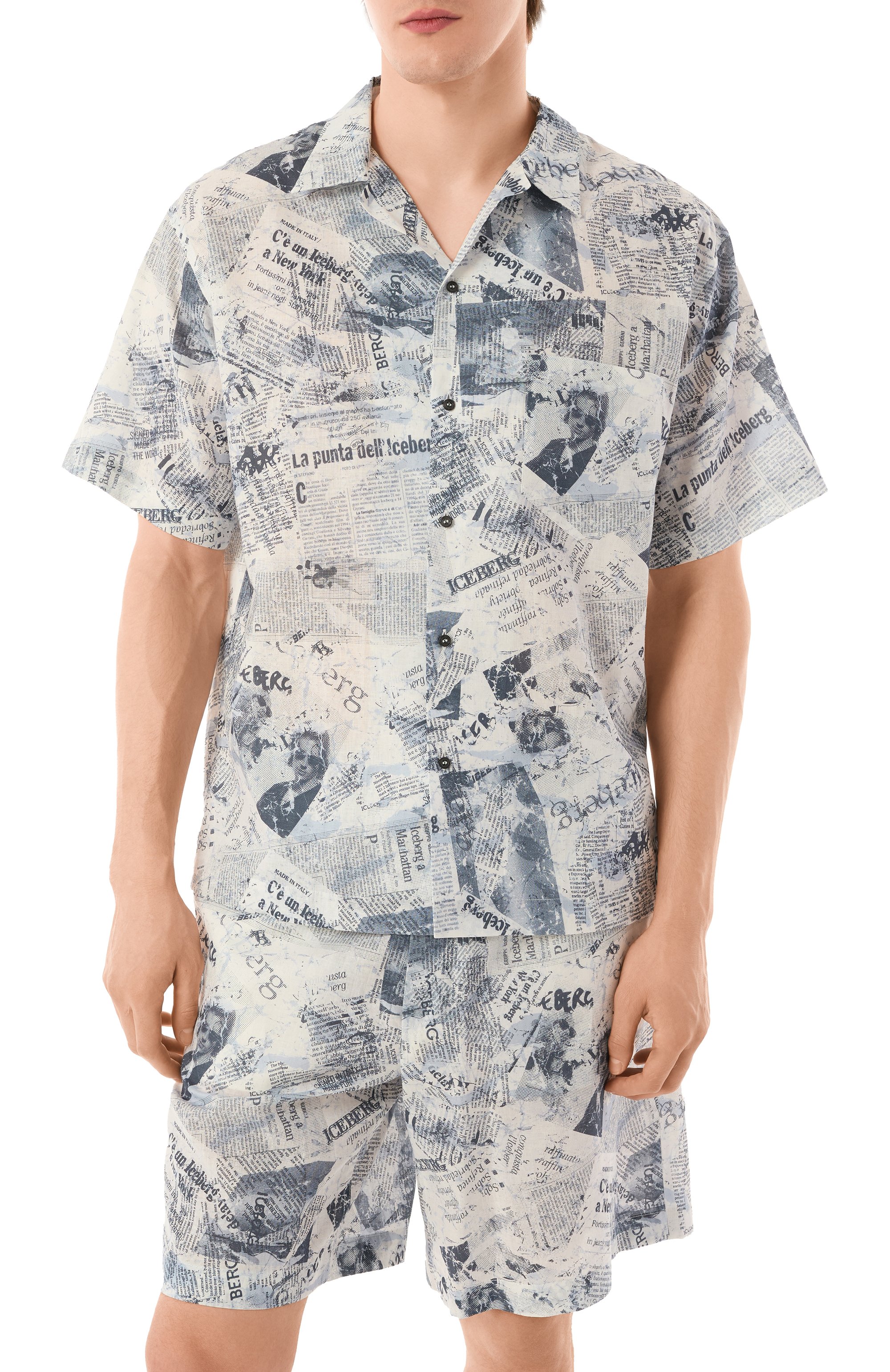 Рубашка изо льна и хлопка ICEBERG голубого цвета по цене 33900 руб., арт. G060/3603, фото 3 Рубашка изо льна и хлопка ICEBERG, арт. G060/3603, фото 3