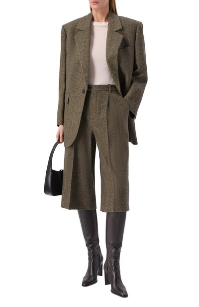 Жакет из шерсти и шелка SAINT LAURENT коричневого цвета по цене 475500 руб., арт. 866250/Y3L22, фото 2 Жакет из шерсти и шелка SAINT LAURENT, арт. 866250/Y3L22, фото 2