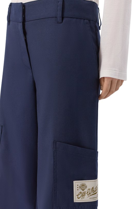 Брюки-карго из шерсти и лиоцелла Off-White 0WCF026F25FAB002 Синий  0WCF026F25FAB002 Фото 5