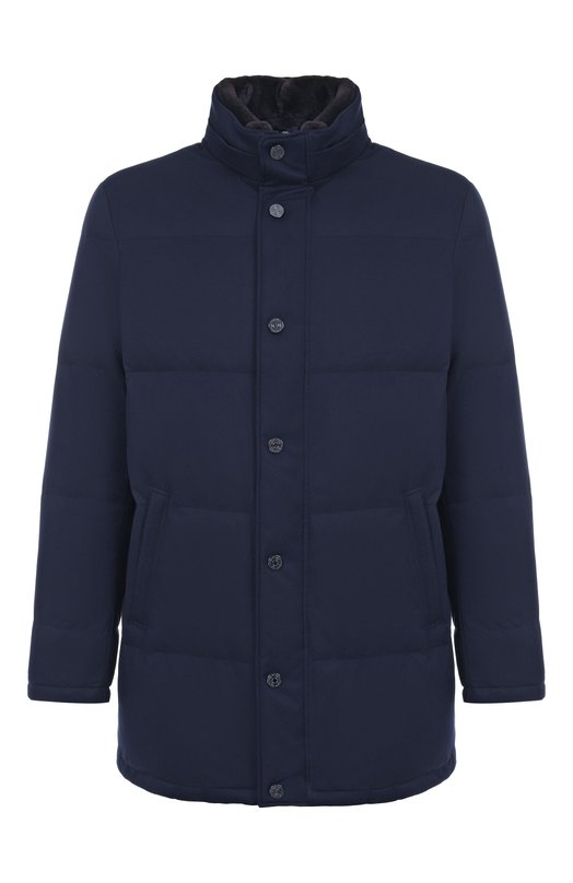 Пуховик с меховым воротником Stefano Ricci MDJ5300350/PL001T/5011/68/5011/66-68 Синий MDJ5300350/PL001T/5011/68/5011/66-68