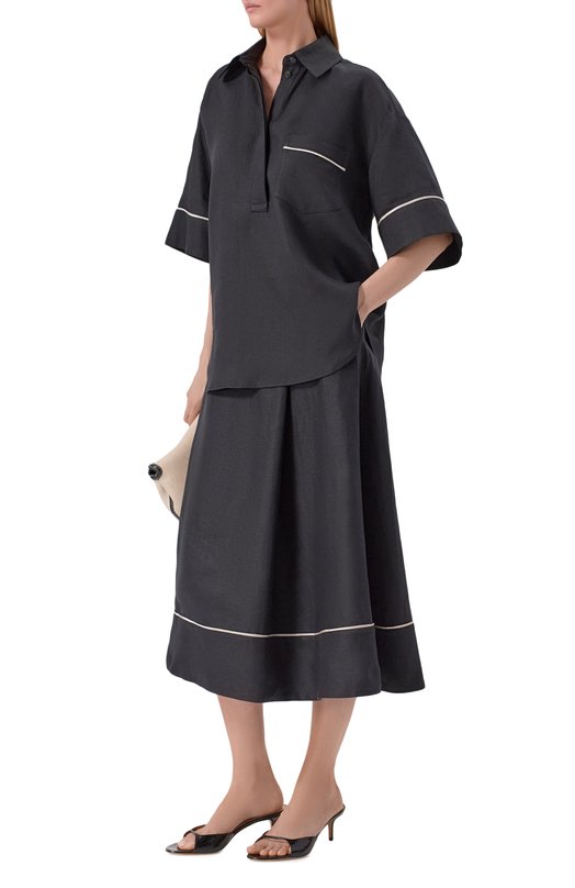 Льняная юбка Agnona TG1108E/U3034E Чёрный  TG1108E/U3034E Фото 2