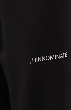Женские хлопковые джоггеры HINNOMINATE черного цвета, арт. HMABW01420 | Фото 6 (Материал сплава: Проставлено; Драгоценные камни: Проставлено; Длина (брюки, джинсы): Стандартные; Женское Кросс-КТ: Брюки-одежда, Джоггеры - брюки; Стили: Спорт-шик; Материал внешний: Хлопок)