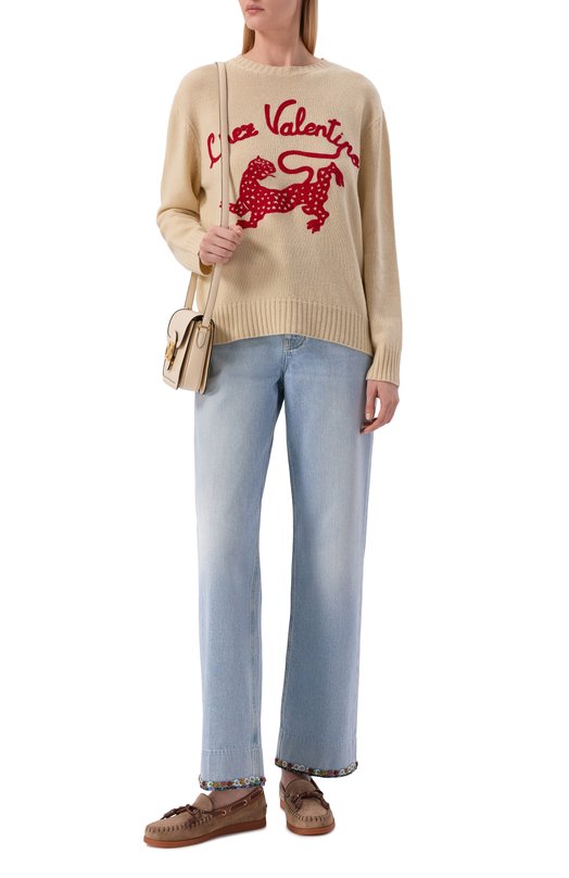 Шерстяной свитер Valentino 8B3KC72N/A5N Кремовый  8B3KC72N/A5N Фото 2