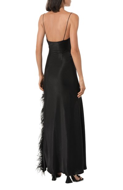 Атласное платье с отделкой п ерьями SASHA KIM, арт. УТ-00001314, фото 4