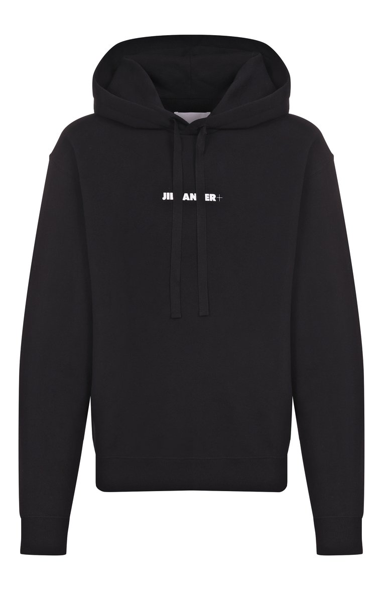 Мужской хлопковое худи JIL SANDER черного цвета, арт. J47GU0129/J20039 | Фото 1 (Рукава: Длинные; Длина (для топов): Стандартные; Материал внешний: Хлопок; Мужское Кросс-КТ: Худи-одежда; Принт: Без принта; Стили: Кэжуэл; Автоматизация ТО: Проставлено; Автоматизация состава: Проставлено; Детали: Без декора)