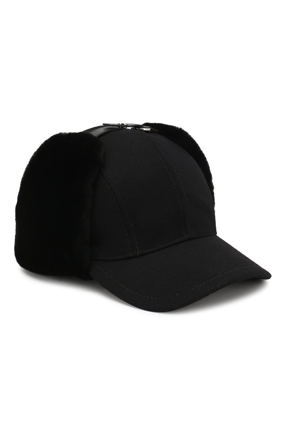 Шерстяная бейсболка с меховыми вставками PRADA, арт. 2HC084-2BKH-F0002, фото 1