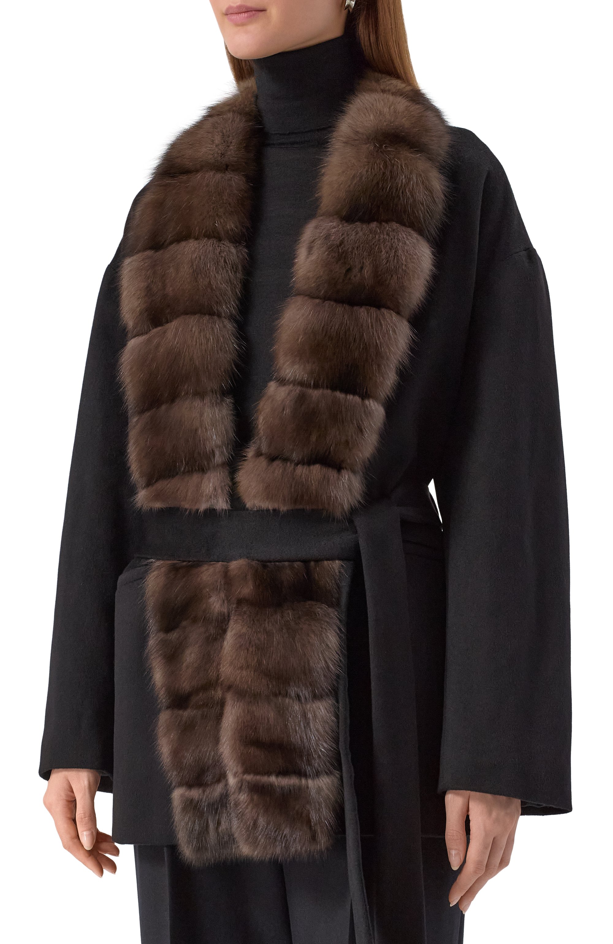 Кашемировое пальто с отделкой из соболя SIMONETTA RAVIZZA, арт. F05JA196T2Z1AT, фото 3