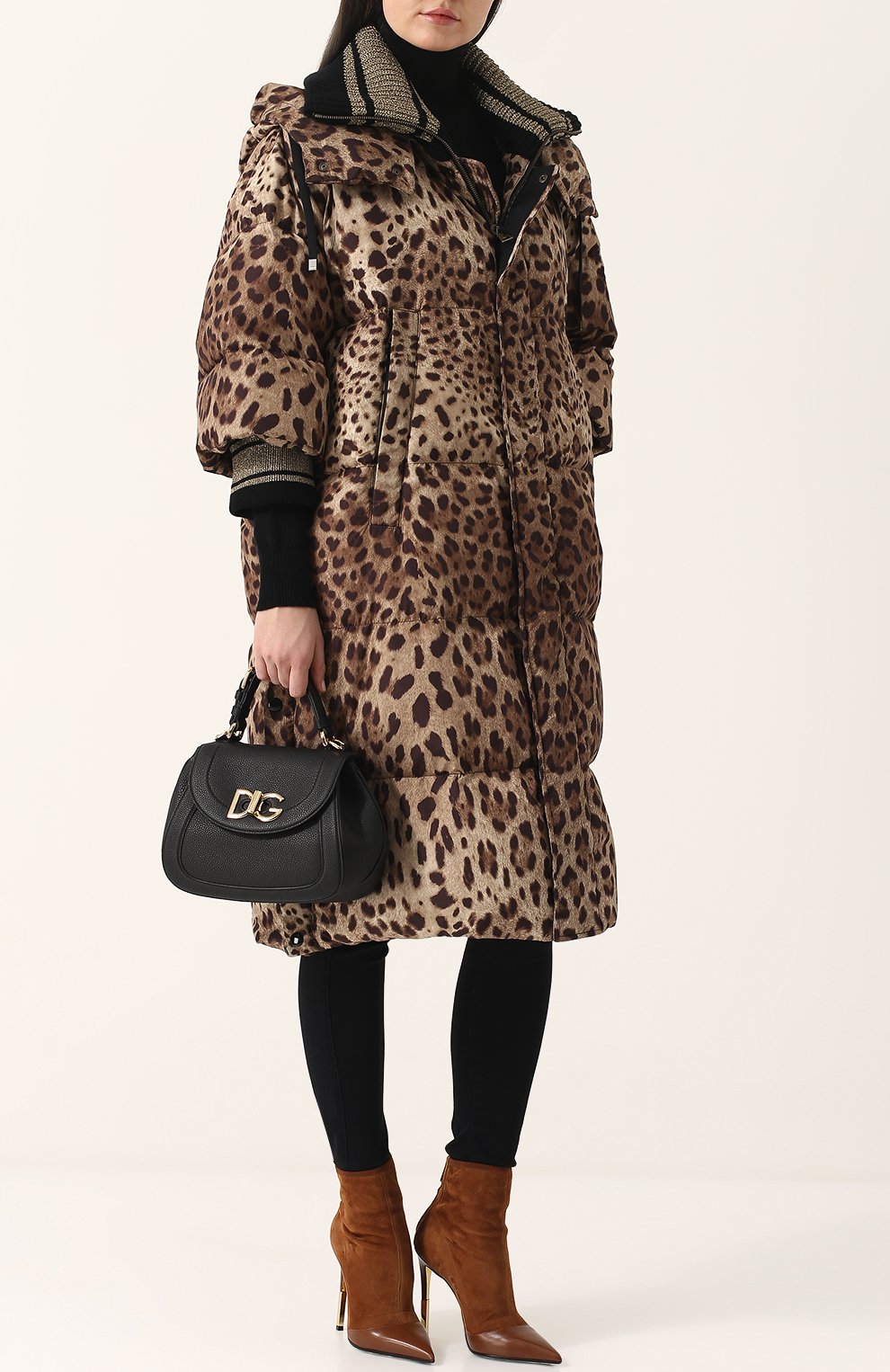 Удлиненный стеганый пуховик с леопардовым принтом DOLCE & GABBANA, арт. 0102/F9A42T/FSM7M, фото 2