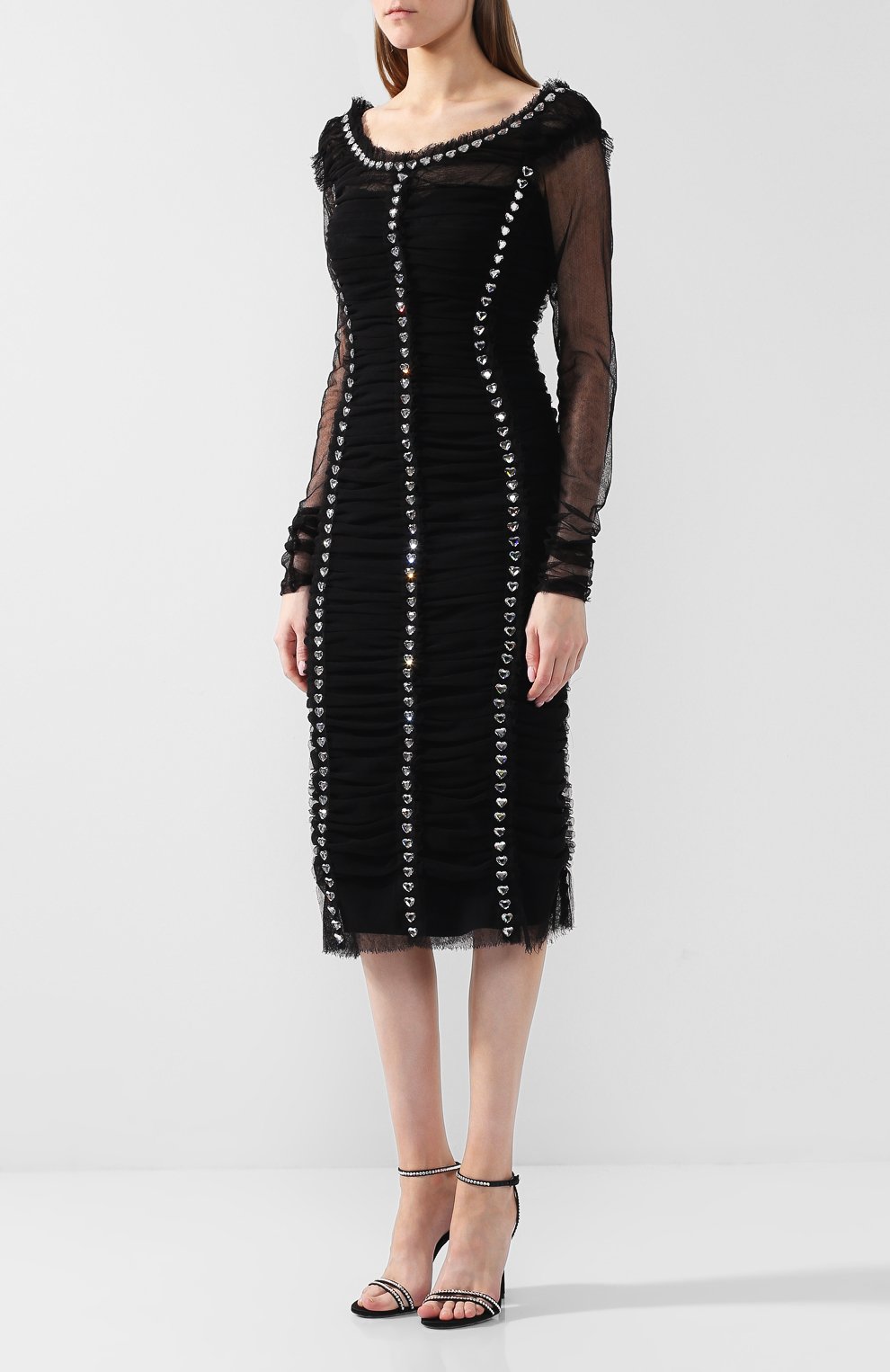 Платье-миди с декоративной отделкой DOLCE & GABBANA, арт. F6C0AZ/FLEAA, фото 3