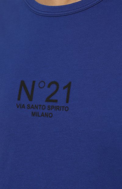 Хлопковая футболка N21 синего цвета по цене 21400 руб., арт. 22E N2M0/F051/6322, фото 5 Хлопковая футболка N21, арт. 22E N2M0/F051/6322, фото 5