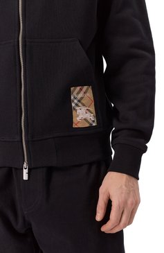 Мужской хлопковая толстовка BURBERRY черного цвета, арт. 8102276 | Фото 5 (Материал внешний: Хлопок; Длина (для топов): Стандартные; Материал сплава: Проставлено; Драгоценные камни: Проставлено; Рукава: Длинные; Мужское Кросс-КТ: Толстовка-одежда; Стили: Кэжуэл)