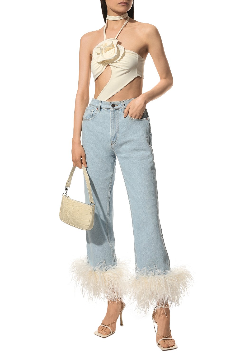 Джинсы с отделкой перьями MAGDA BUTRYM, арт. 1475220000, фото 2
