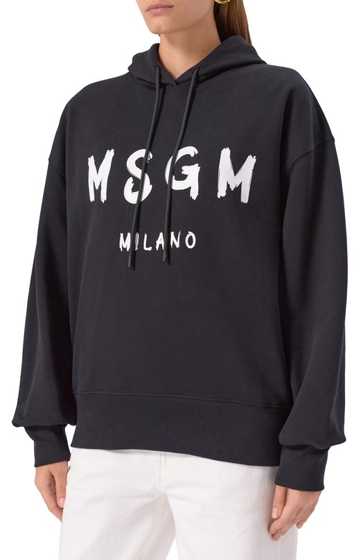 Хлопковое худи MSGM 2000MDM515/300000 Чёрный  2000MDM515/300000 Фото 3