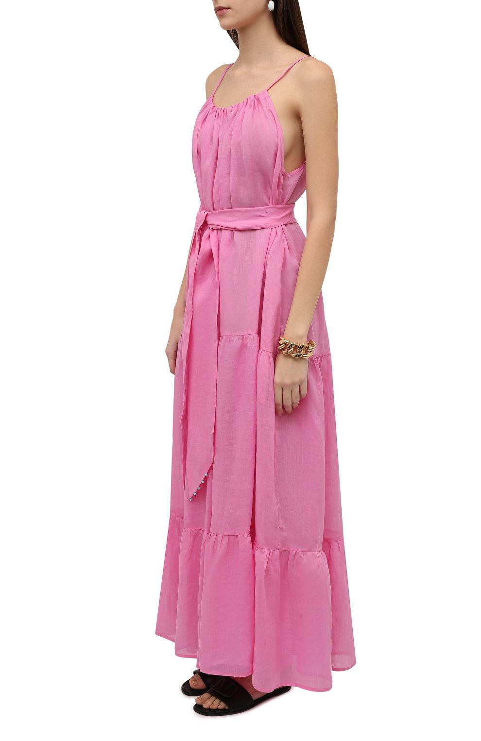 Льняное платье A MERE CO розового цвета по цене 69500 руб., арт. AMC-RSS22-031P, фото 3 Льняное платье A MERE CO, арт. AMC-RSS22-031P, фото 3