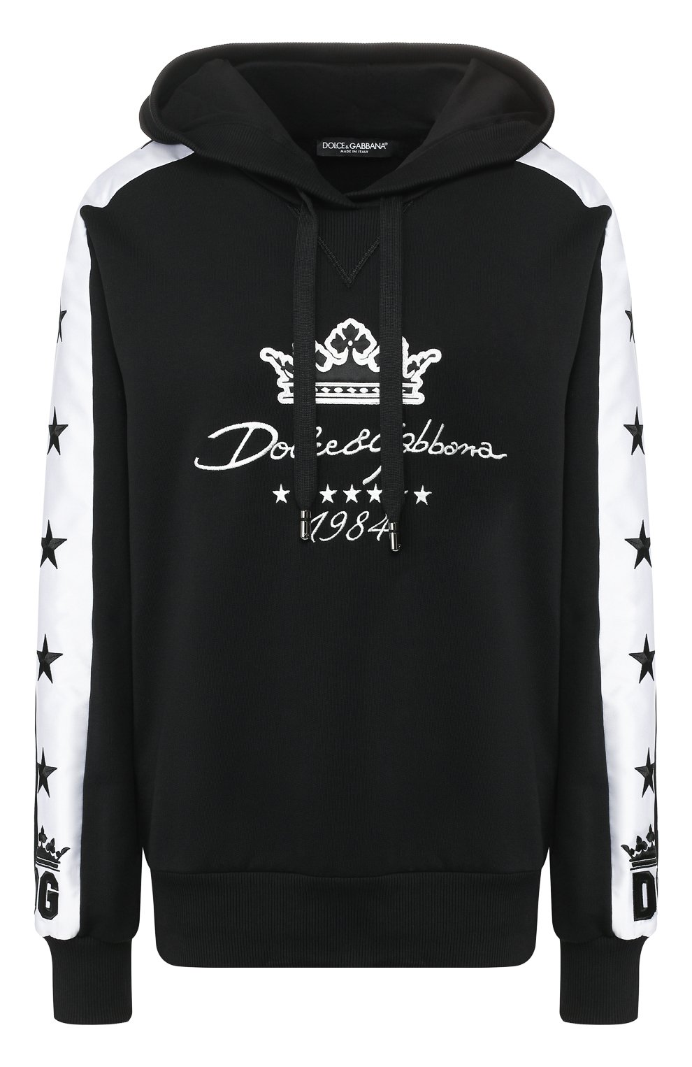 Хлопковое худи DOLCE & GABBANA черного цвета по цене 97700 руб., арт. F9G76Z/FU7DU, фото 1 Хлопковое худи DOLCE & GABBANA, арт. F9G76Z/FU7DU, фото 1